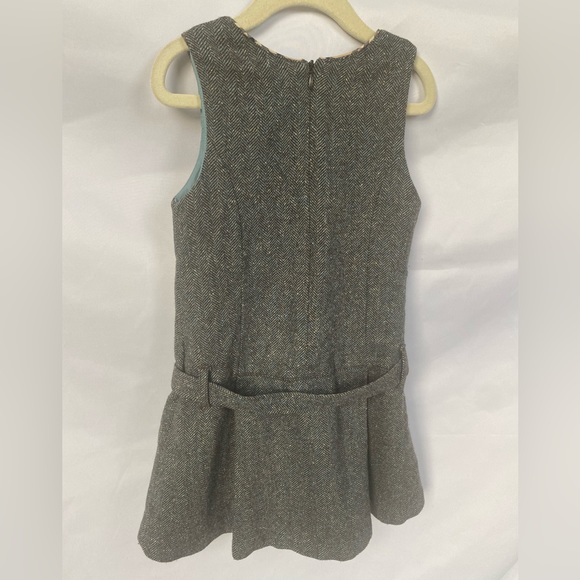 Burberry gray herringbone tweed wool dress with belt, size 5, fully lined. - Picture 7 of 13